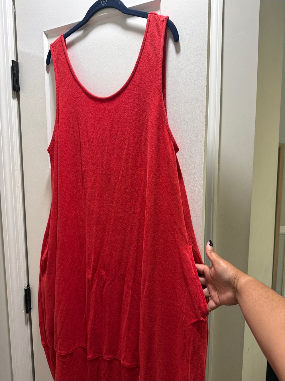 Free People Red Perth Barrel Tee Midi Dress, size Medium - Picture 4 of 8